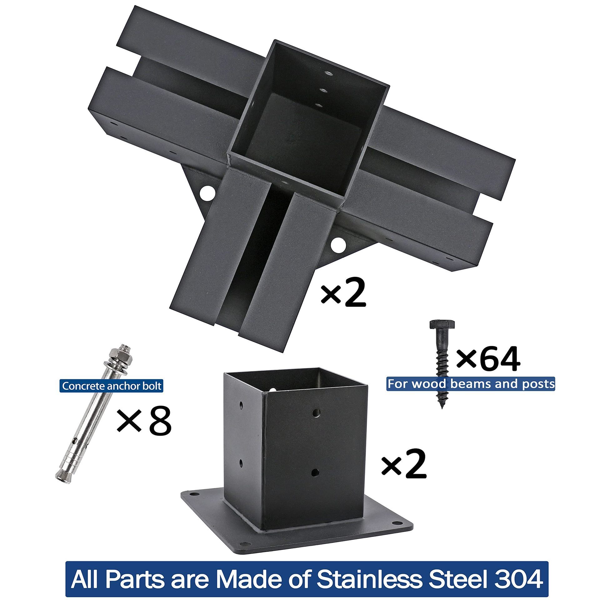 Outdoor Pergola Bracket 4X4 6X6 Angle connector Gazebo t DIY 4 way beam bracket corner