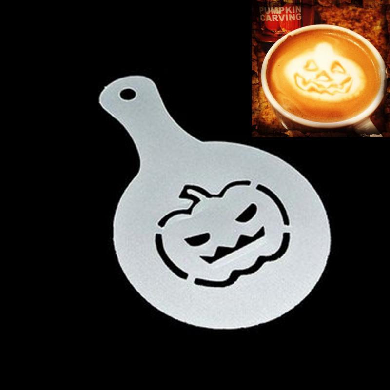 OEM 4 inch Stainless Steel Coffee Stencils for festival Customized Cappuccino Barista Stencil Halloween template Ghost Face