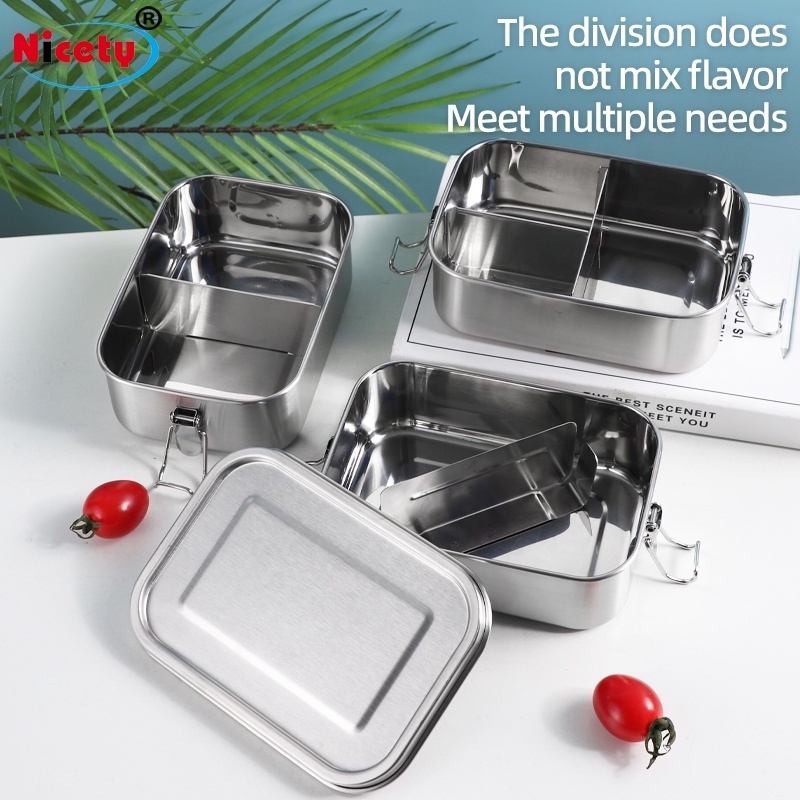 18/8 stainless steel leak proof lunch box 304 tiffin 800ml bento box silicone seal container with removable divider for kids