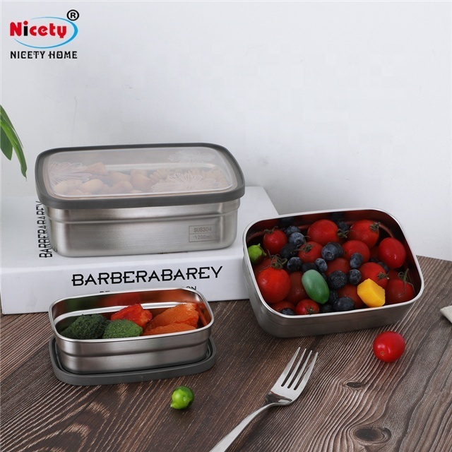 Stainless Steel Storage Food Containers  with PPLid Leakproof Metal Bento Lunch Box