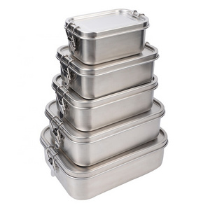 304 stainless steel lunch box leak-proof bento box with divider