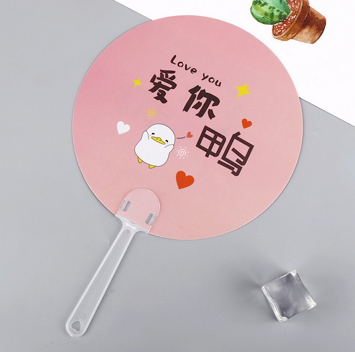 Sample Support Low MOQ Customized Wholesale Colorful Various Designs Hand Held Advertising Round Plastic Hand Fans