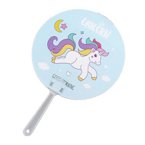 Sample Support Low MOQ Customized Wholesale Colorful Various Designs Hand Held Advertising Round Plastic Hand Fans