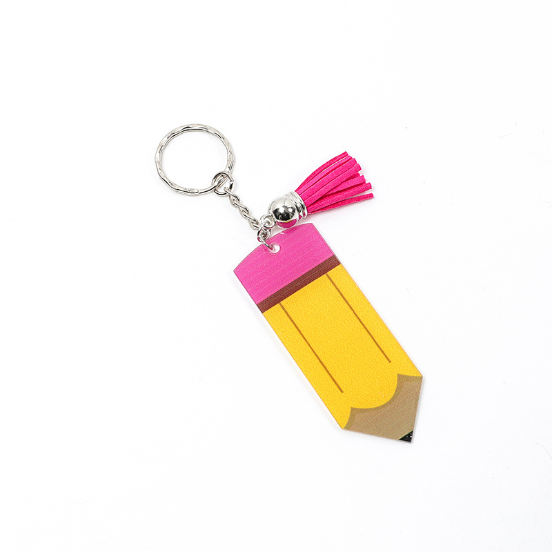 Custom Blank Letters Tassel Key Ring Teacher's Day Gifts Pencil Key Chain Acrylic Keychains