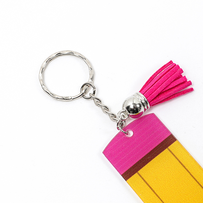 Custom Blank Letters Tassel Key Ring Teacher's Day Gifts Pencil Key Chain Acrylic Keychains