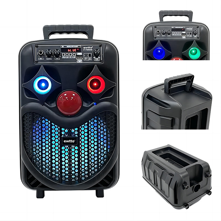 Nisoul Party Karaoke 8 Inch audio with Pull Rod Professional BT Portable Outdoor Trolley Speaker with Led light