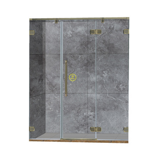 Gold color temper glass shower Screen  3 Side  glass shower door