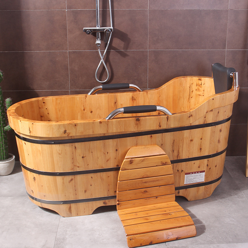 Icebath Home Bathing cold plungeBath Thickened Solid Wood Bathtub for Adult Bathtub Wood Bucket for Children Cypress Bathtub