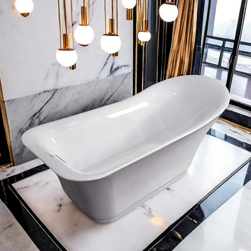 Ningjie new design acrylic soaking  bathroom  free standing acrylic bathtub