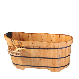 Freestanding wooden barrel bath shower hot tub cedar wood bathtub