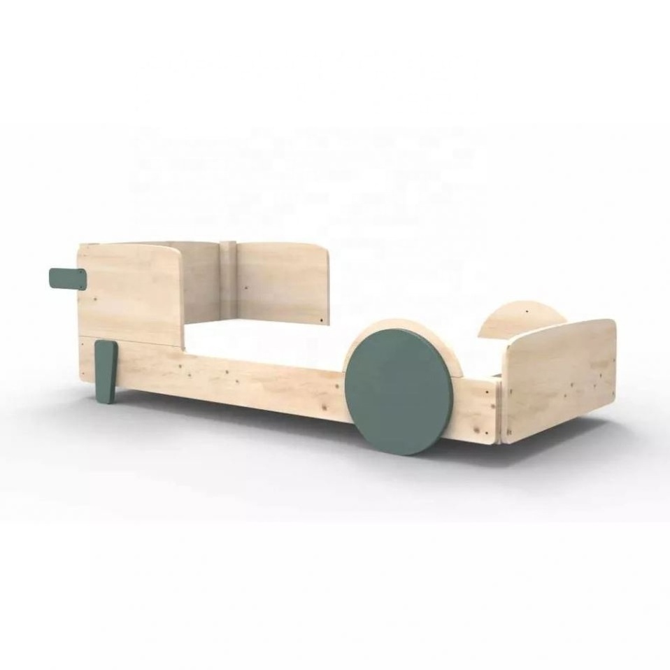 2110JMAD014 Wooden Car Shaped Kids Bed New Design Children Bedroom Single Floor Bed Montessori Wood Frame Kids Toddler Bed