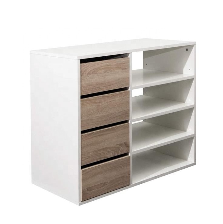 NOVA Wooden MDF 12 Pairs Shoe Cabinet with 4 Drawers And 4 Adjustable Shelf