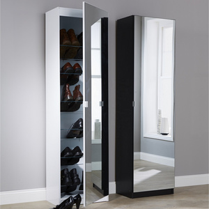 NOVA Modern Wooden Frame 18 Pairs Full Mirror Shoe Cabinet Shoe Rack Shoes Cabinets With Glass Doors