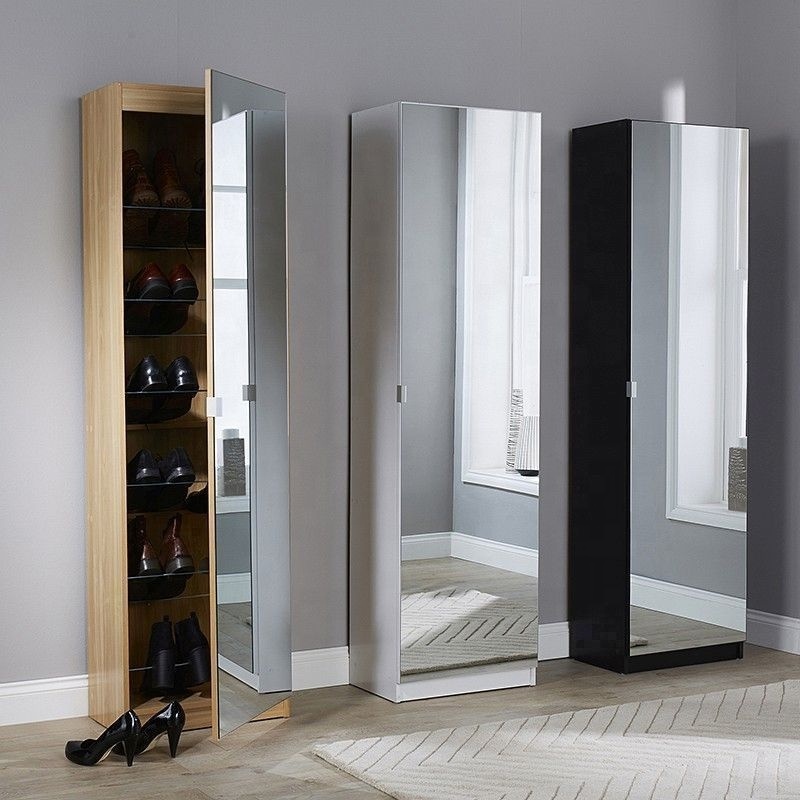 NOVA Modern Wooden Frame 18 Pairs Full Mirror Shoe Cabinet Shoe Rack Shoes Cabinets With Glass Doors