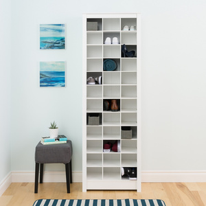 NOVA 21AM020-White Living Room Furniture 36 Pair Storage Rack Cabinet Tall Wooden Shoe Rack Cabinet