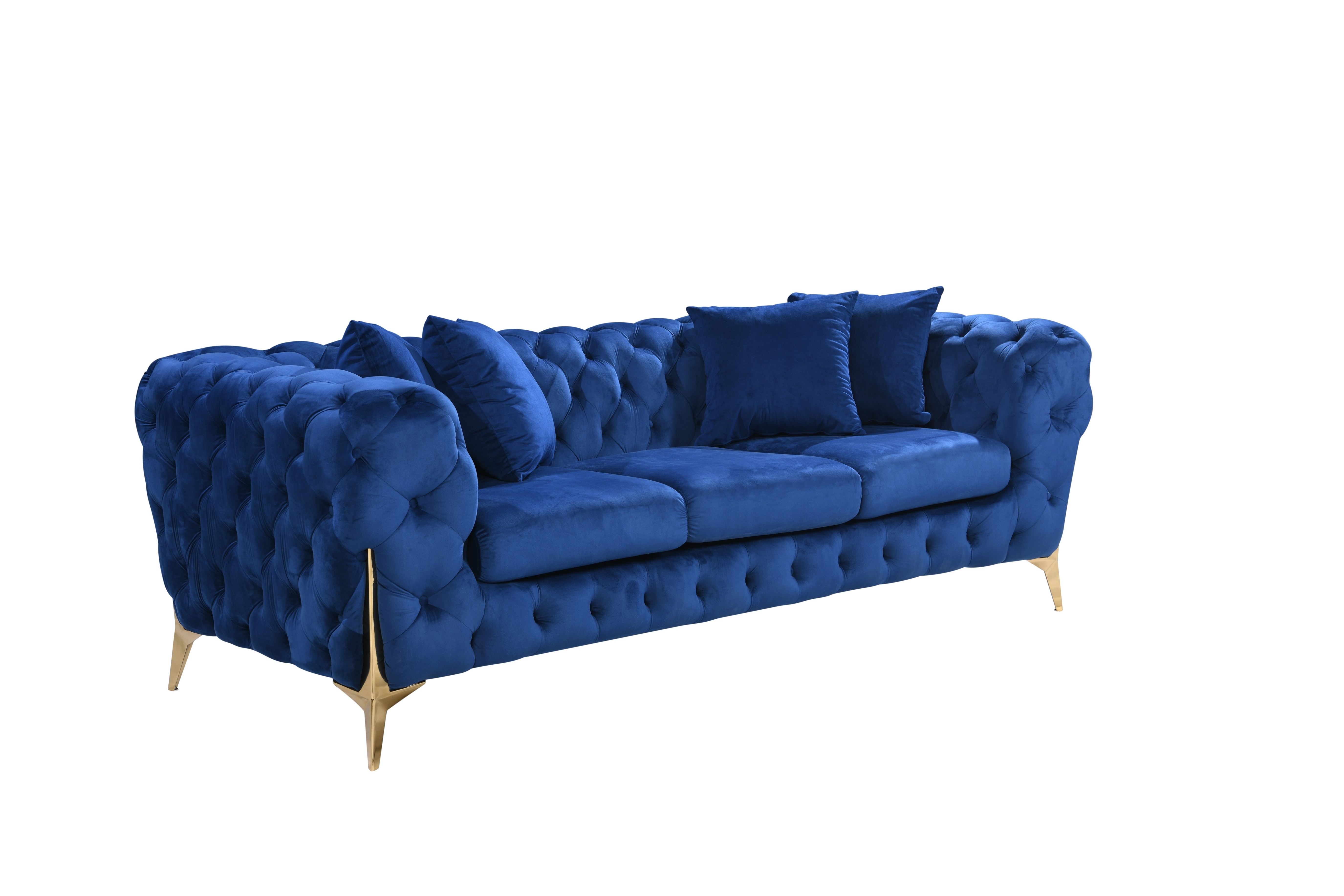 NOVA Luxury Tufted Velvet Chesterfield Couch Set Furniture Living Room Lounge Sofa Upholstered 2 seater Sofas With Gold Legs