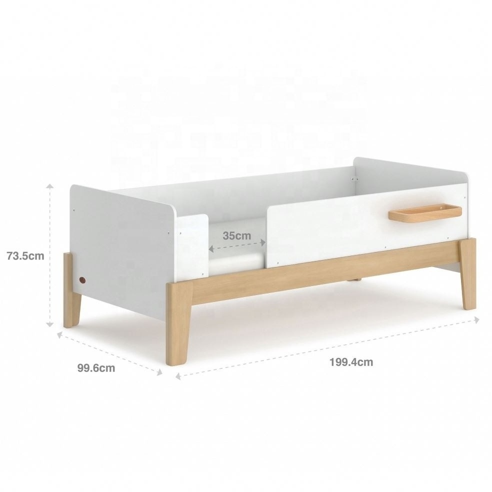 NOAD004 White Modern Design Natty Guarded Kids Baby Single Bed Wooden Toddler Bed Room For Kids Girls And Beds