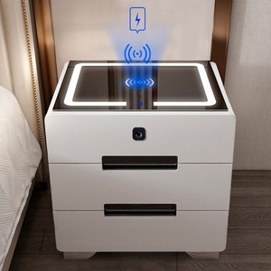 Multifunctional Wireless Charging Smart Speaker Table Furniture Bedside Table Touch Sensing LED Light Bedroom Nightstand