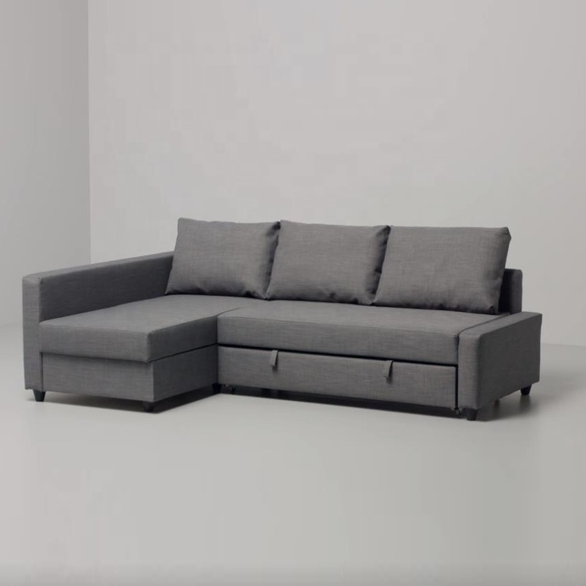 Armrest L Shaped 2 Seater Sofa Cama Set Furniture Sectional Pulled Out Sofa Bed Lounge Couch with Storage Chaise for Living Room