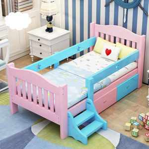 NOVA Modern Natural Solid Wood Children Beds Furniture Wood Single Girls Ladder Pink Kids Baby Bed