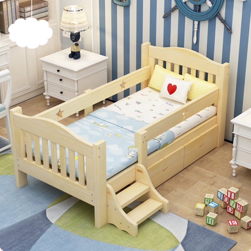 NOVA Modern Natural Solid Wood Children Beds Furniture Wood Single Girls Ladder Pink Kids Baby Bed