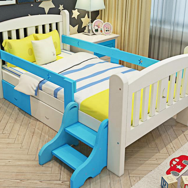 NOVA Modern Natural Solid Wood Children Beds Furniture Wood Single Girls Ladder Pink Kids Baby Bed