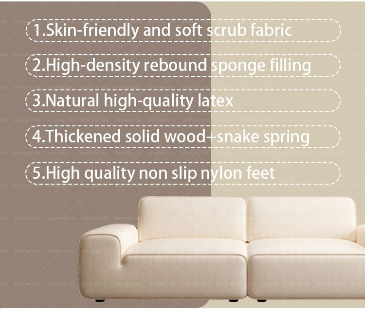 NOVA Suede Matte Velvet Fabric Square Sofa Living Room Designer Sofa For Apartment / Villa