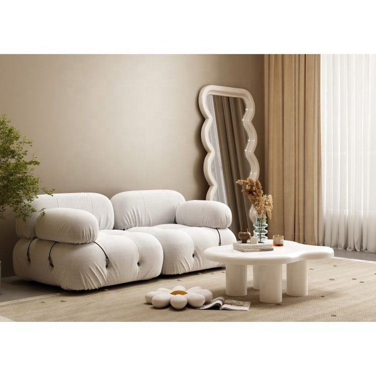 NOVA Light Luxury Cream White Modular Upholstered 3-seater Tufted Sofa Combination Cloud Pebbles Sofa