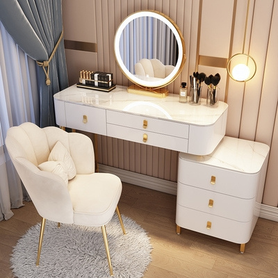 NOVA White Light Luxury Nordic Bedroom Vanity Table Organizer Smart Dressing Table With Wireless Charging