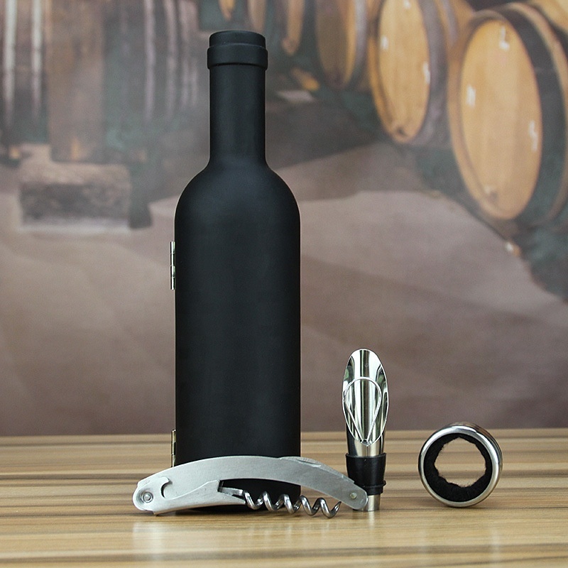 Amazon hot sale 3 Pieces small Bottle Shaped Wine Opener Set Wine Accessories Gift Set