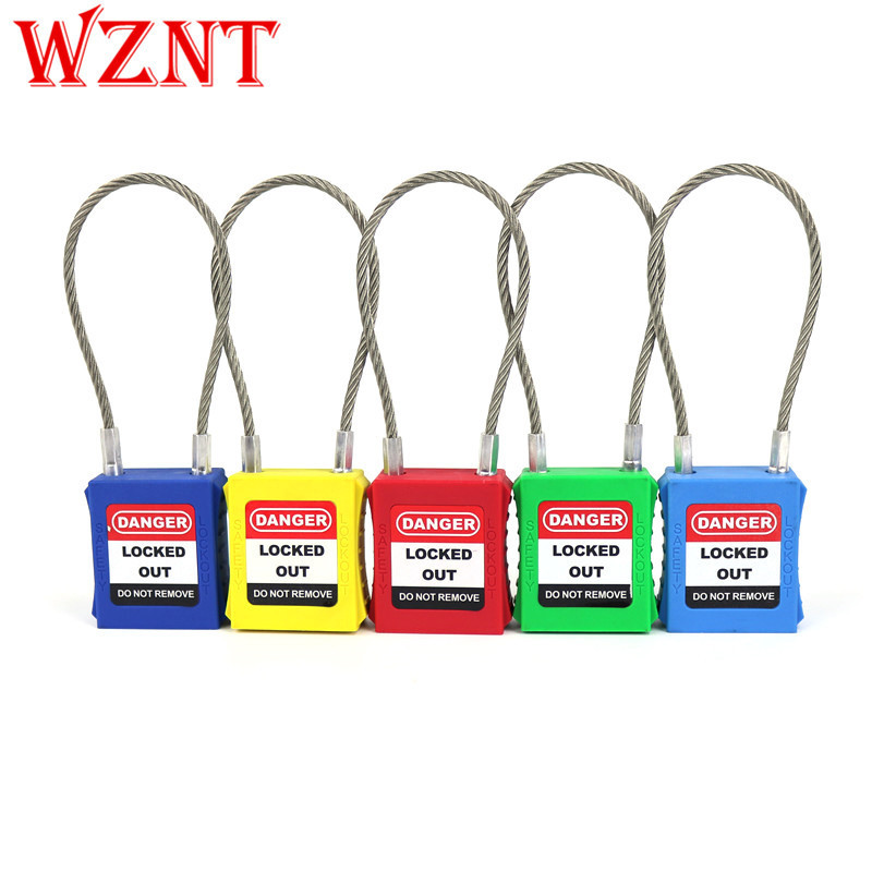 NT-APC175 Red Yellow Green Brown OEM Color Steel Cable Wire Shackle Safety Lockout Padlock