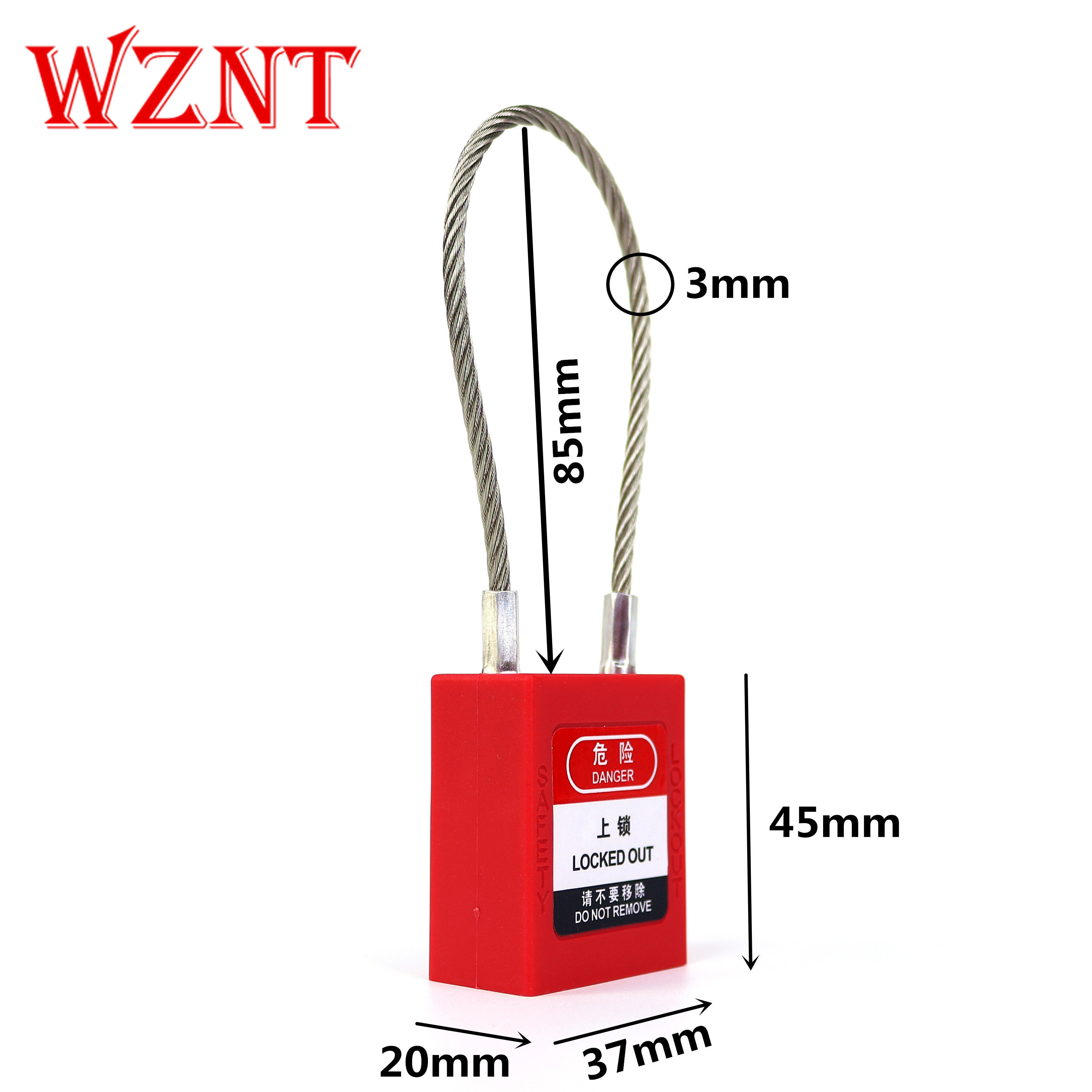 NT-PC175 Wire Locks,Long Cable Shackle Top Security Safety lockout color padlock