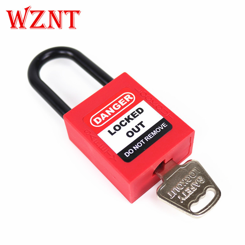 38mm OEM Cheap Plastic Shackle Keyed alike Safety Lockout Padlock With Master Key