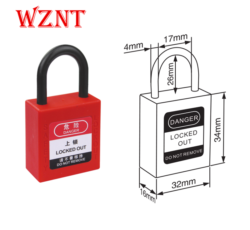 4mm 25mm Red Non Conductive copper cylinder Mini Padlock Safety Padlock