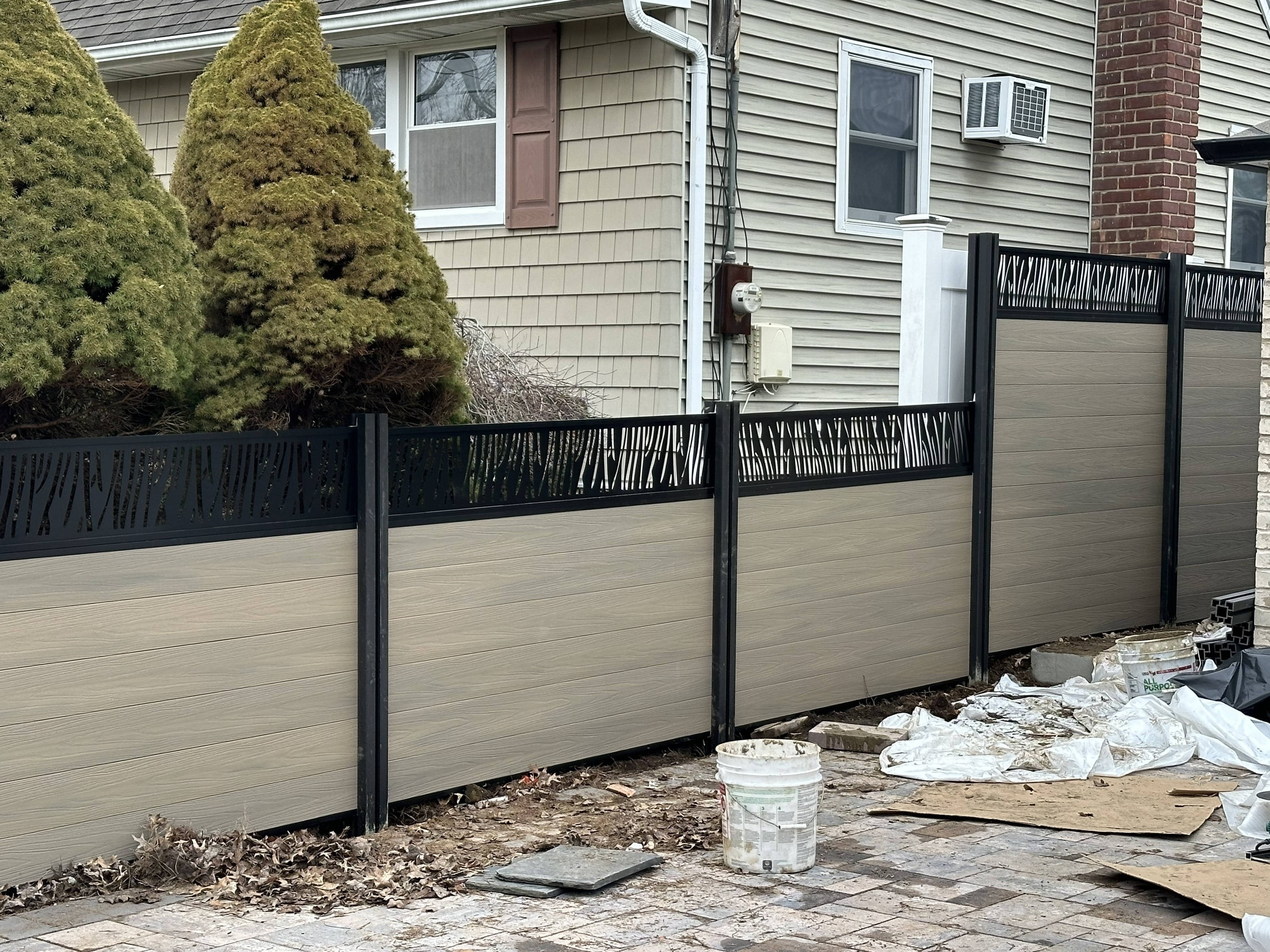 WPC fence co-extrusion plastic pvc wood modern outdoor garden privacy wpc yard house composite fence panel board