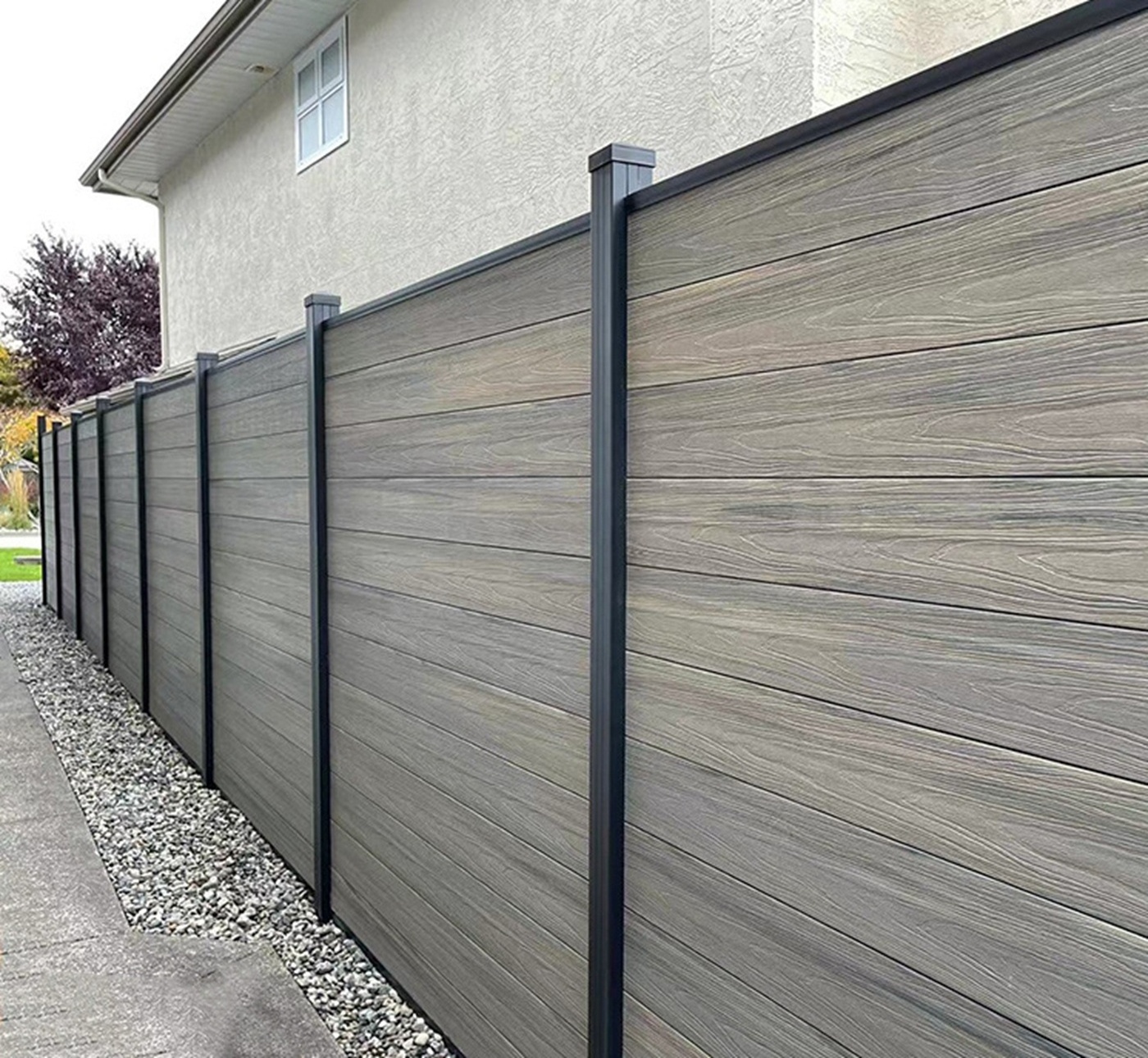 WPC fence co-extrusion plastic pvc wood modern outdoor garden privacy wpc composite house yard fence panel board