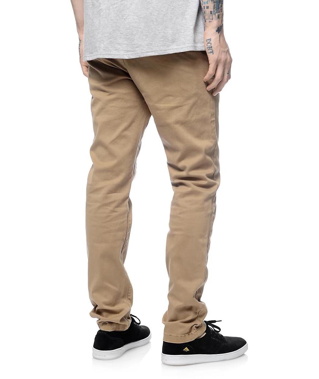 Men's Vintage Khaki Slim Fit Cotton Spandex Twill Chino Pants