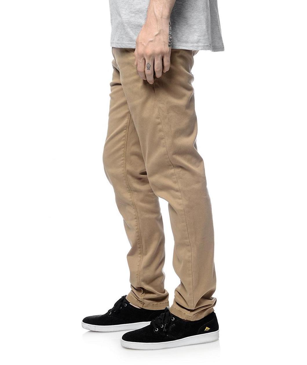 Men's Vintage Khaki Slim Fit Cotton Spandex Twill Chino Pants