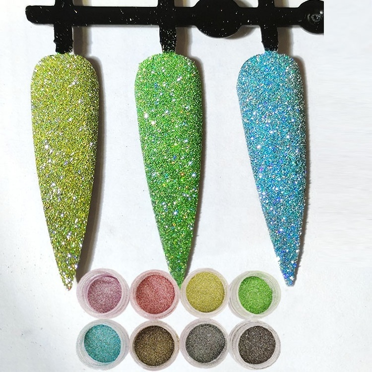 Brand Mcess FREE SAMPLES Bling Bling reflexion light reflecting flash nails reflective glitter effect dip powder