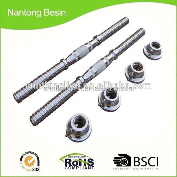 Chromed dumbbell Threaded Bar with star collar