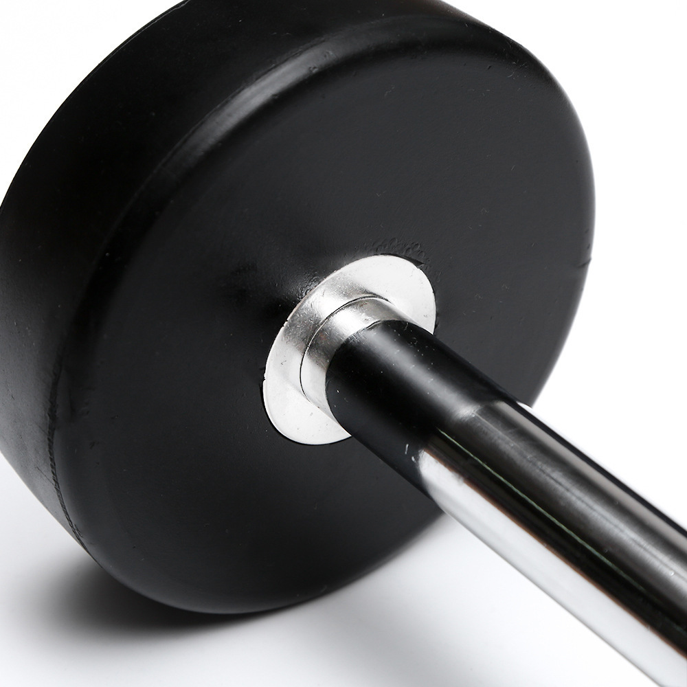 China wholesale fitness equipment different weight fixed straight EZ curl rubber barbell