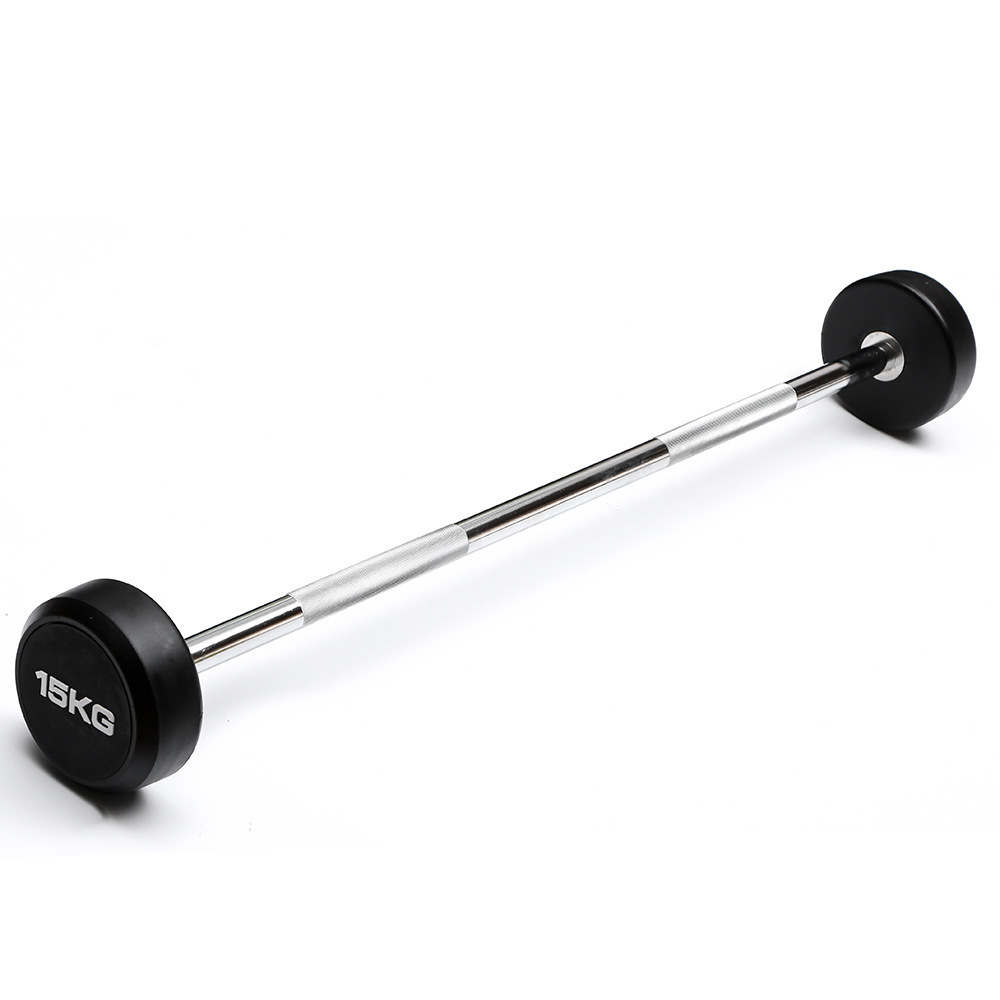 China wholesale fitness equipment different weight fixed straight EZ curl rubber barbell