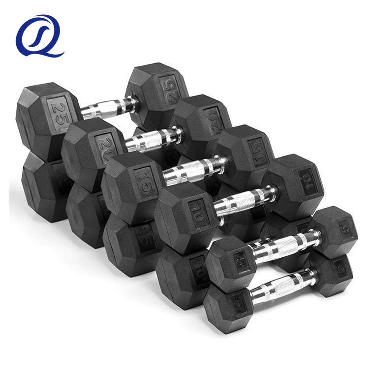 40 45 Kg Hex Rubber Coated 10 Kg Dumbells Rubber Dumb Bell Pesas Gym Equipment Weights Dumbbell