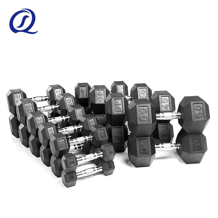 40 45 Kg Hex Rubber Coated 10 Kg Dumbells Rubber Dumb Bell Pesas Gym Equipment Weights Dumbbell