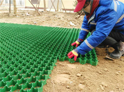 Driveway gravel plastic grass paver grid slope protection parking lot road soil stabilizer height 50mm gravel grid