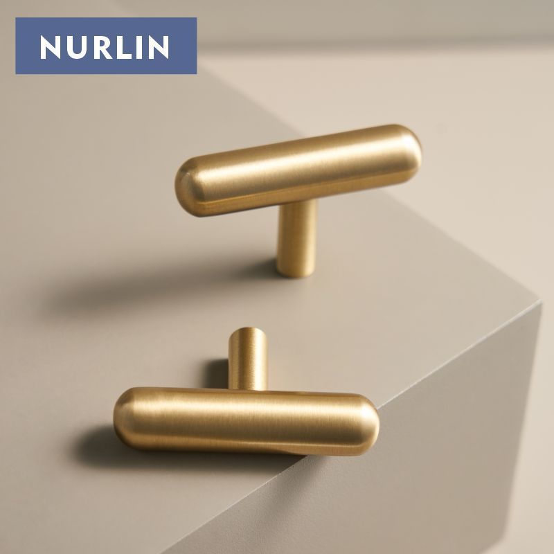 Nurlin Solid Brass Smooth Round Cabinet Knobs Drawer Handles Wardrobe Door  Tbar Elegant Touch Comfortable Feel Pull