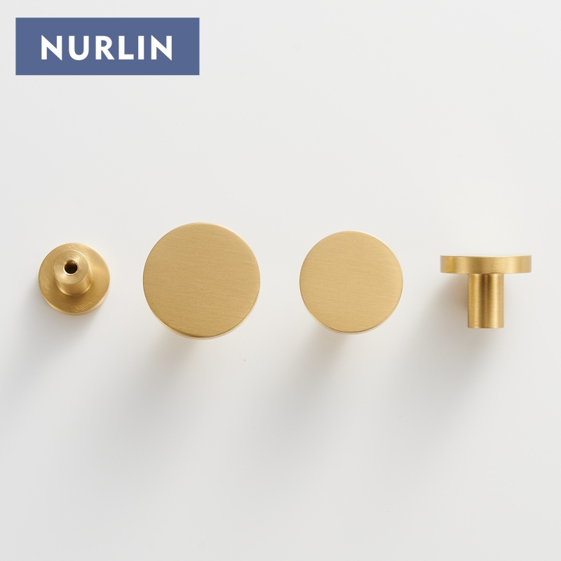 Nurlin Solid Brass Round Cabinet Knobs Circular Wall Clothes Single Hook 4 sizes available customizable Plain Cabinet kno