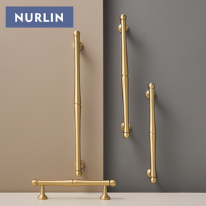 Nurlin Solid Brass American French Light Luxury Furniture Cabinet Drawer Wardrobe Door Long Handle Gold Vintage Cloakroom Pull