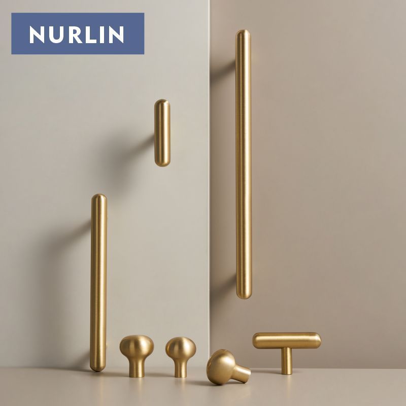 Nurlin Solid Brass Smooth Round Cabinet Knobs Drawer Handles Wardrobe Door  Tbar Elegant Touch Comfortable Feel Pull