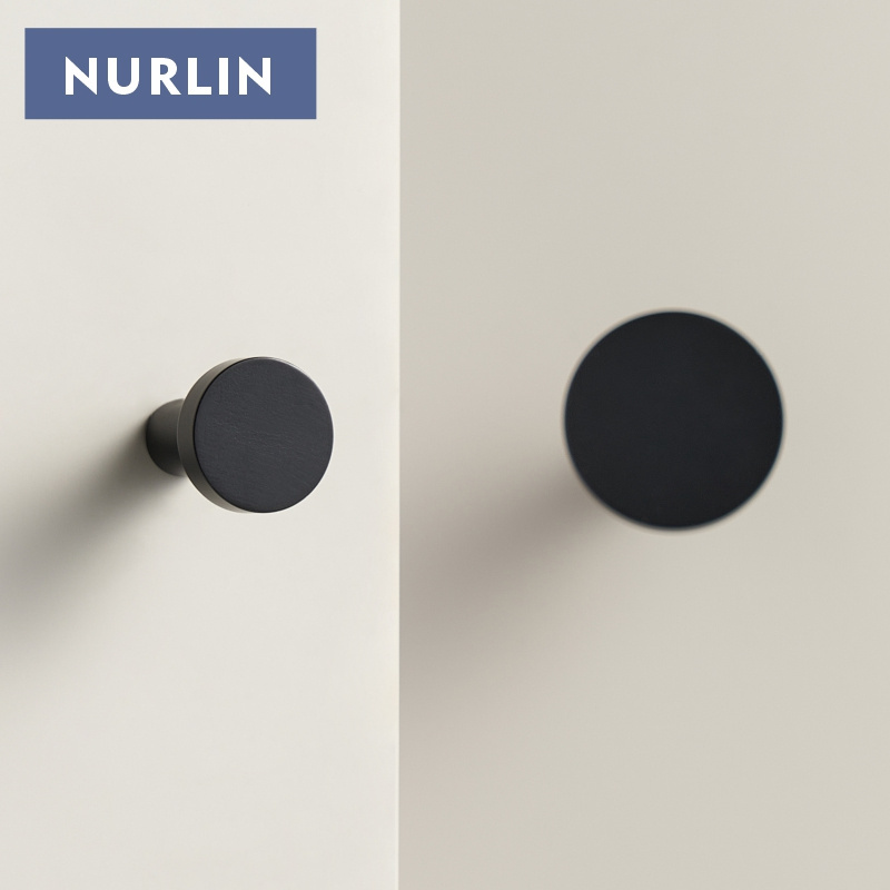 Nurlin Solid Brass Circular Gold Black Antique White Cabinet Furniture Knobs Wall Bathroom Clothes Hook Handle